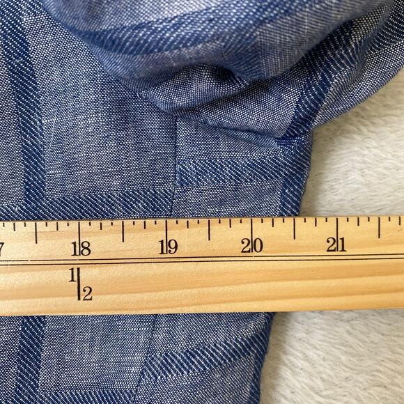 Tallia Men Linen Blend Windowpane Plaid Blazer Sport Coat 38R Blue Pocket Square - Picture 11 of 14